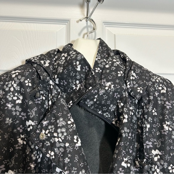 Woman Within Black Floral Removable Liner Rain Jacket - Picture 5 of 9